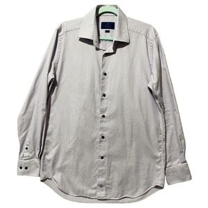 David Donahue Shirt Men's 16  34/35 Purple & White Pattern Dress Shirt